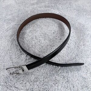 Polo Ralph Lauren Men's Reversible Black Brown Dress Belt Silver Buckle